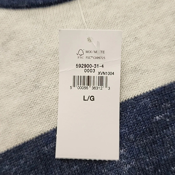 Gap Mainstay  Crewneck Long Sleeves Top Speckled Navy Off White Bands Sz Large - Picture 8 of 10